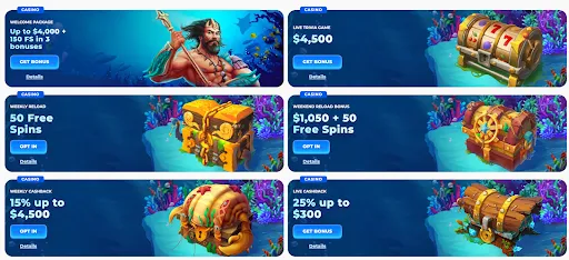 Posido Casino Welcome Package Banner Posido welcome package banner with Neptune and bonus details
